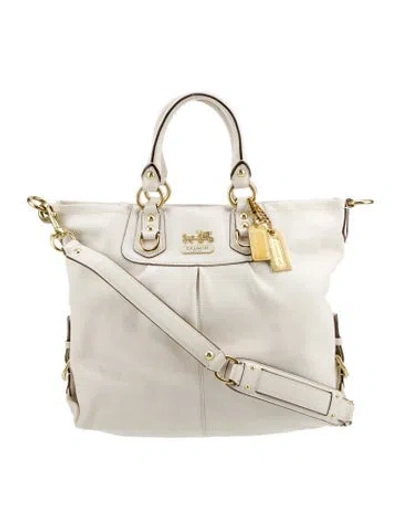 Pre-owned Coach Leather Top Handle Bag In Neutral