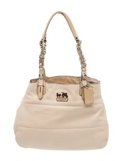 Pre-owned Coach Leather Top Handle Bag In Neutral