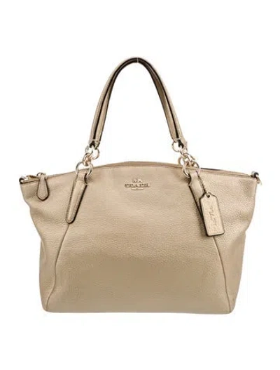 Pre-owned Coach Leather Top Handle Bag In Neutral