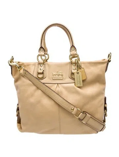 Pre-owned Coach Leather Top Handle Bag In Neutral
