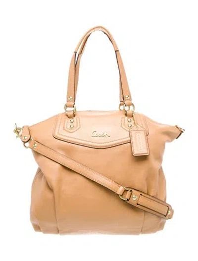 Pre-owned Coach Leather Top Handle Bag In Neutral