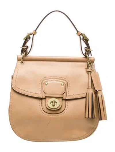 Pre-owned Coach Leather Top Handle Bag In Neutral