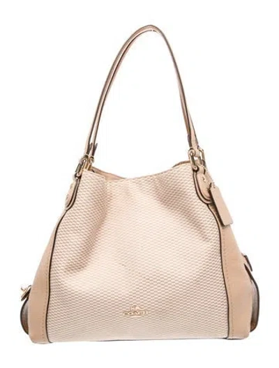 Pre-owned Coach Leather Top Handle Bag In Neutral