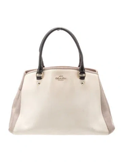 Pre-owned Coach Leather Top Handle Bag In Neutral