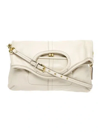 Pre-owned Coach Leather Top Handle Bag In Neutral