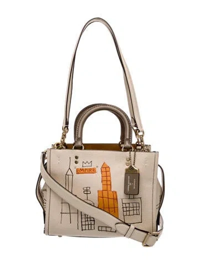 Pre-owned Coach Leather Top Handle Bag In Neutral