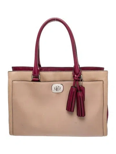 Pre-owned Coach Leather Top Handle Bag In Neutral