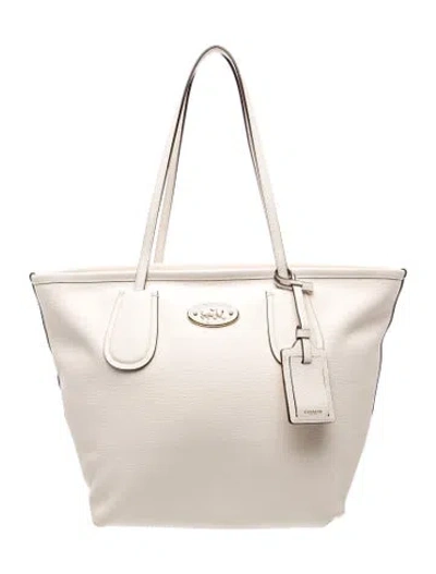 Pre-owned Coach Leather Top Handle Bag In Neutral