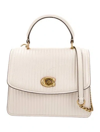 Pre-owned Coach Leather Top Handle Bag In Neutral