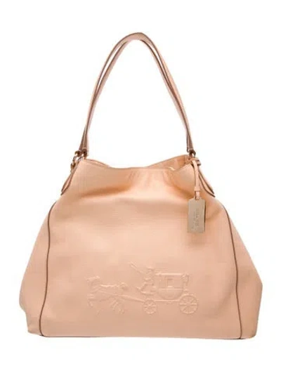 Pre-owned Coach Leather Top Handle Bag In Neutral