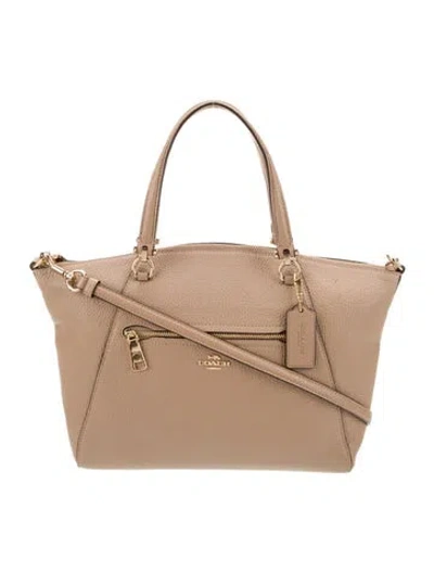 Pre-owned Coach Leather Top Handle Bag In Neutral
