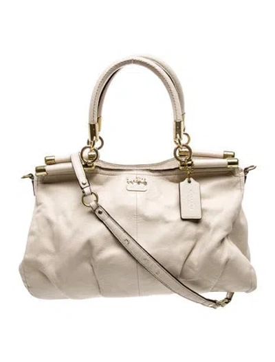 Pre-owned Coach Leather Top Handle Bag In Neutral