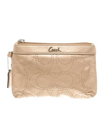 Pre-owned Coach Leather Top Handle Bag In Neutral