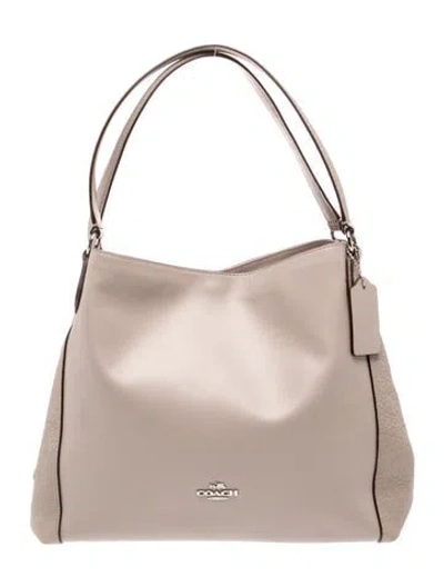 Pre-owned Coach Leather Top Handle Bag In Neutral