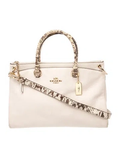 Pre-owned Coach Leather Top Handle Bag In Neutral