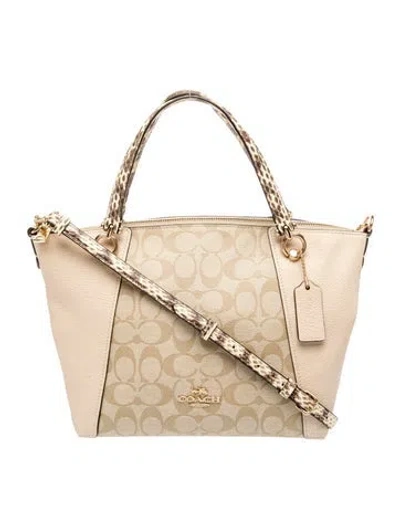 Pre-owned Coach Leather Top Handle Bag In Neutral