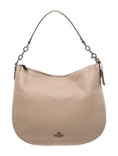 Pre-owned Coach Leather Top Handle Bag In Neutral