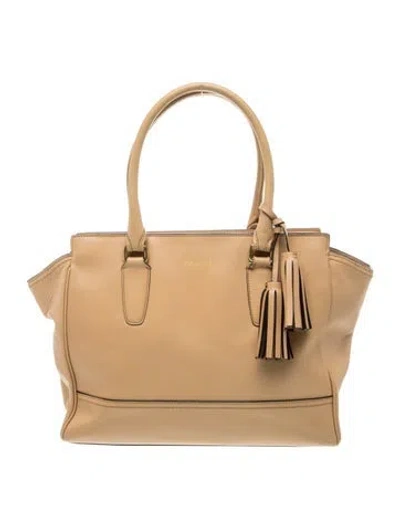 Pre-owned Coach Leather Top Handle Bag In Neutral