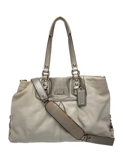 Pre-owned Coach Leather Top Handle Bag In Neutral