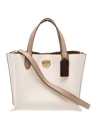 Pre-owned Coach Leather Top Handle Bag In Neutral