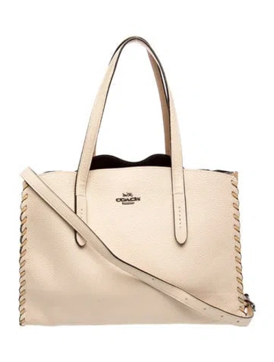 Pre-owned Coach Leather Top Handle Bag In Neutral