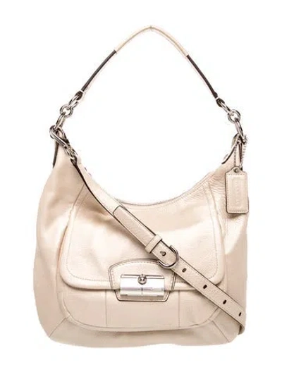Pre-owned Coach Leather Top Handle Bag In Neutral