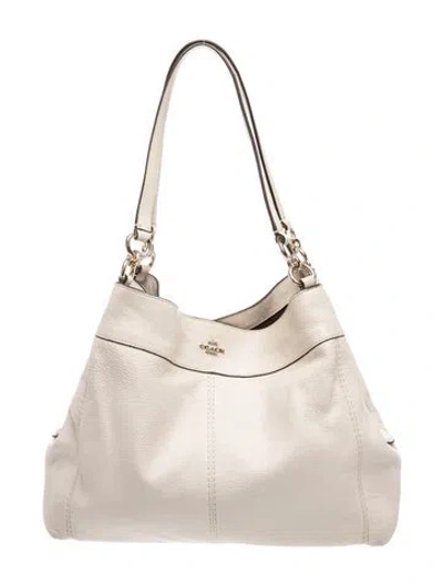 Pre-owned Coach Leather Top Handle Bag In Neutral