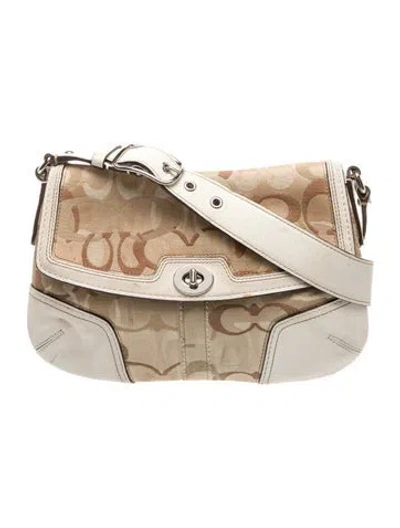 Pre-owned Coach Leather Top Handle Bag In Neutral