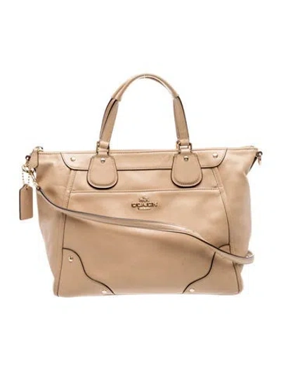 Pre-owned Coach Leather Top Handle Bag In Neutral
