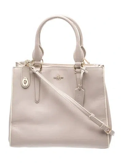 Pre-owned Coach Leather Top Handle Bag In Neutral