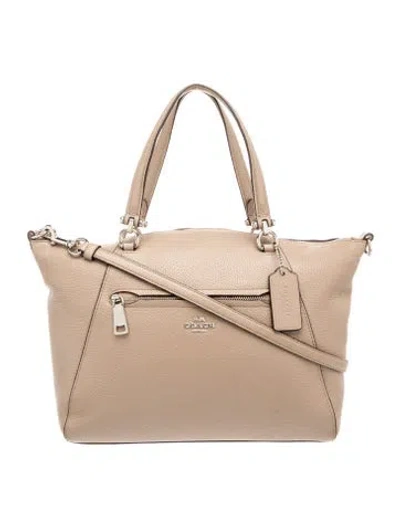 Pre-owned Coach Leather Top Handle Bag In Neutral