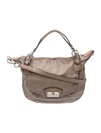 Pre-owned Coach Leather Top Handle Bag In Neutral