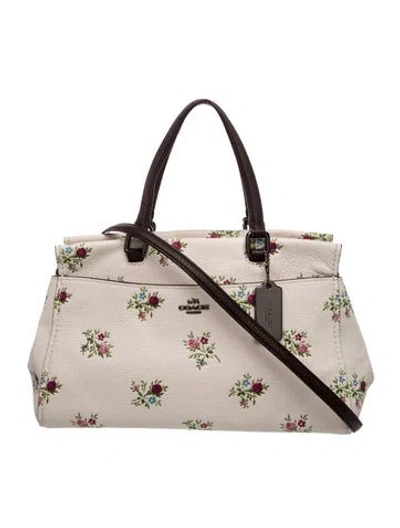Pre-owned Coach Leather Top Handle Bag In Neutral