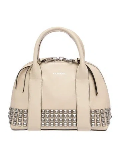 Pre-owned Coach Leather Top Handle Bag In Neutral