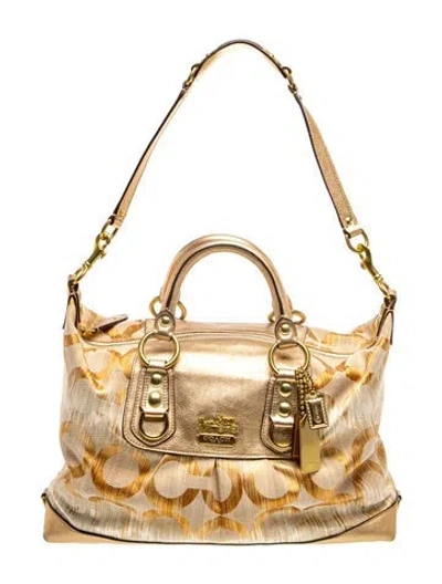 Pre-owned Coach Leather Top Handle Bag In Neutral