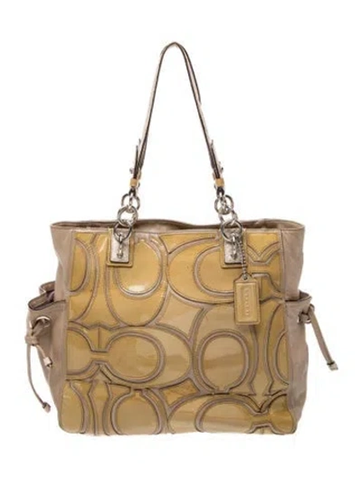 Pre-owned Coach Leather Top Handle Bag In Neutral