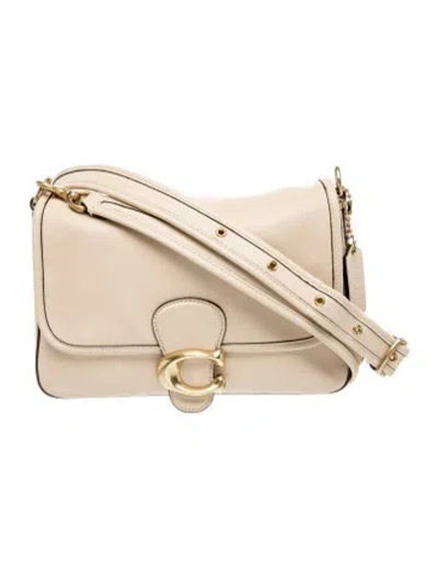 Pre-owned Coach Leather Top Handle Bag In Neutral
