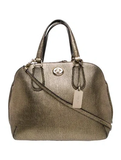 Pre-owned Coach Leather Top Handle Bag In Neutral