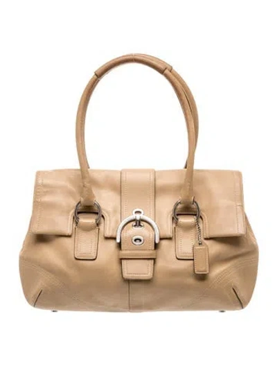 Pre-owned Coach Leather Top Handle Bag In Neutral