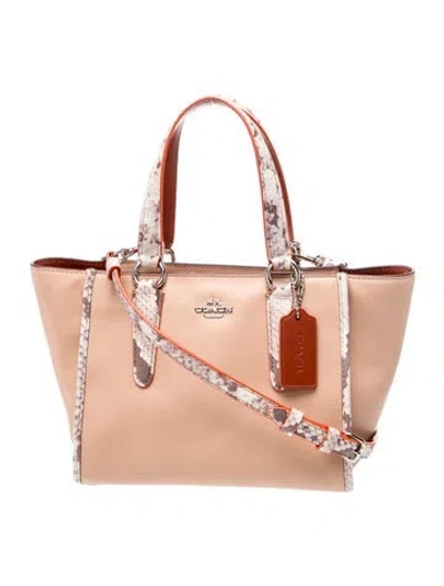 Pre-owned Coach Leather Top Handle Bag In Neutral