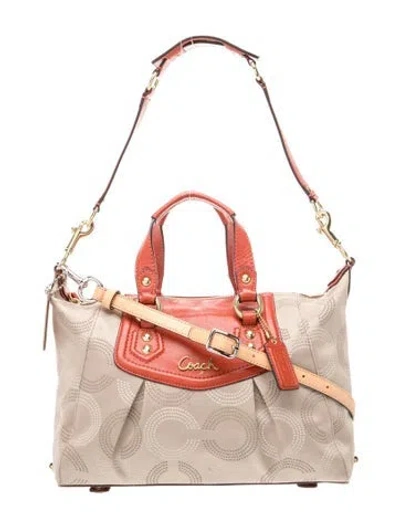 Pre-owned Coach Leather Top Handle Bag In Neutral