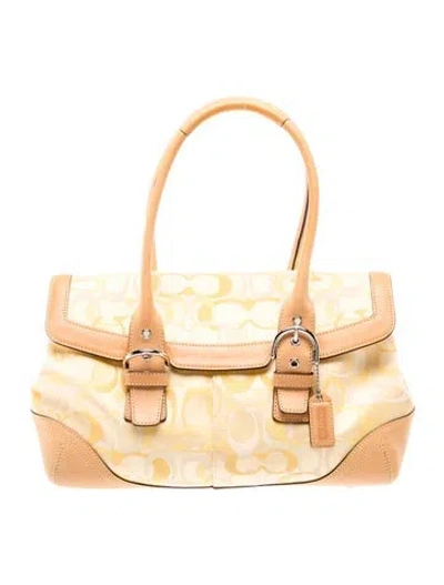 Pre-owned Coach Leather Top Handle Bag In Neutral