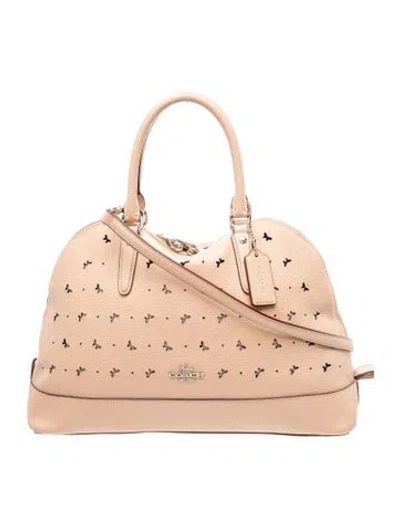 Pre-owned Coach Leather Top Handle Bag In Neutral