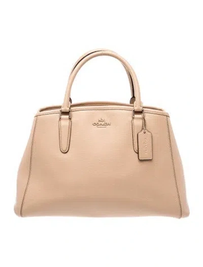 Pre-owned Coach Leather Top Handle Bag In Neutral