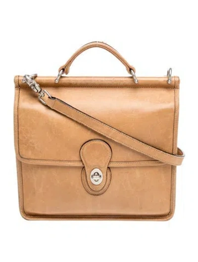 Pre-owned Coach Leather Top Handle Bag In Neutral