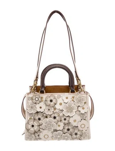 Pre-owned Coach Leather Top Handle Bag In Neutral