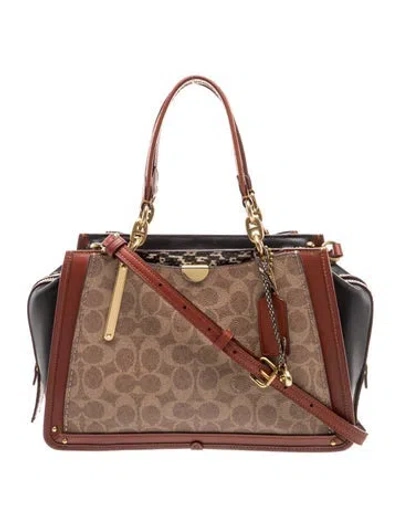 Pre-owned Coach Leather Top Handle Bag In Neutral