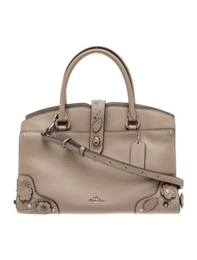 Pre-owned Coach Leather Top Handle Bag In Neutral