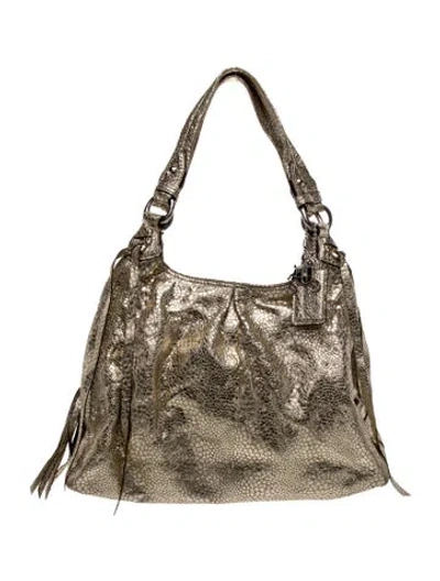 Pre-owned Coach Leather Top Handle Bag In Neutral