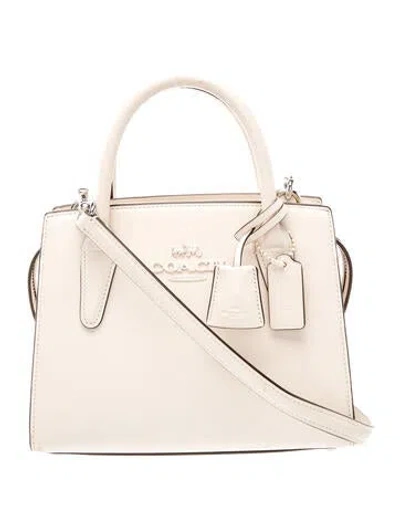 Pre-owned Coach Leather Top Handle Bag In Neutral